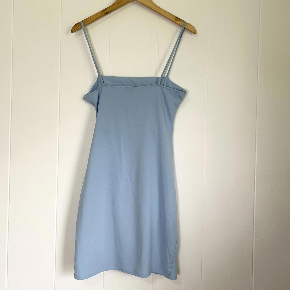 Windsor Light Blue Spaghetti Strap Scrunch Knee Length Dress Women's Large - Picture 2 of 4